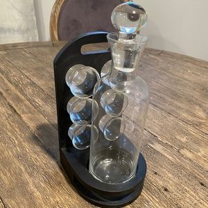 Vintage Shot Glass and Carafe Set